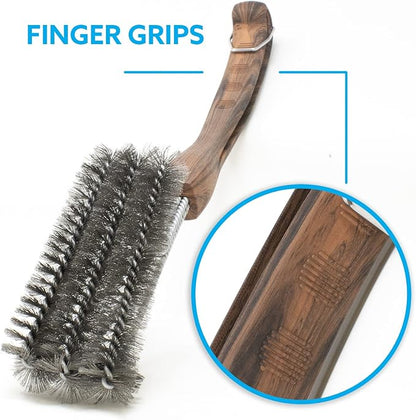 Kona 360 Clean Grill Brush - 18 inch Best BBQ Grill Brush - Wood Grain Designer Handle - Stainless Steel 3-in-1 Grill Cleaner Provides Effortless Cleaning