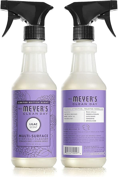 MRS. MEYER'S CLEAN DAY Multi-Surface Everyday Cleaner, Limited Edition Lilac Scent, Removes Dirt & Freshens Surfaces, 16 FL OZ Spray Bottle (Pack of 6)