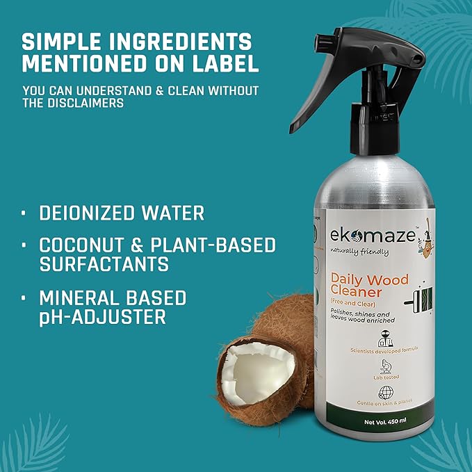 Wood Cleaner (Pack of 2) | Plastic Free Aluminum Bottle | Cleans Furnitures, Kitchen Cabinets, Wooden Surface, Antiques| 3-in-1 Clean, Shine, Protect Wooden Surfaces