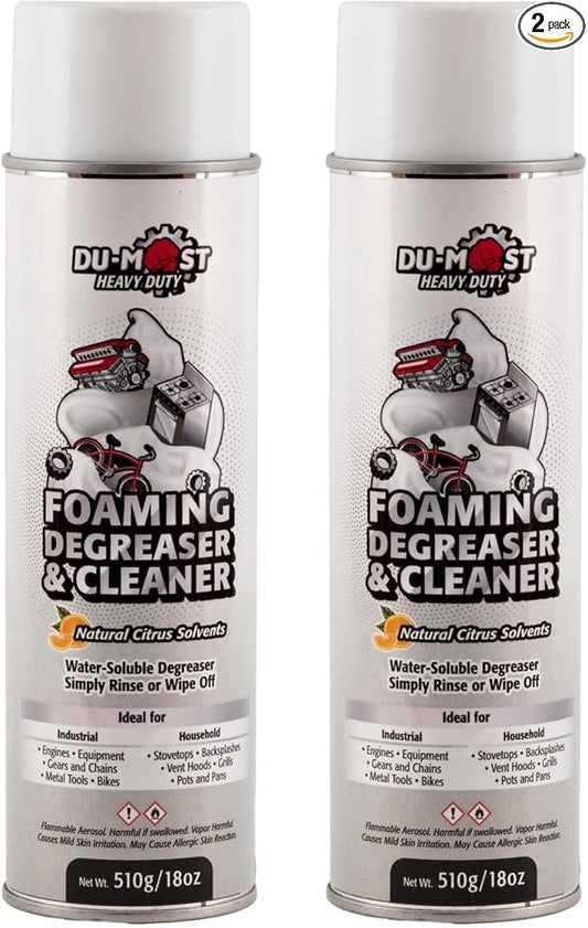 DU-MOST Heavy Duty Aerosol Foaming Degreaser & Cleaner, Deodorizer with Natural Citrus Solvent, 18 fl oz (Pack of 2)