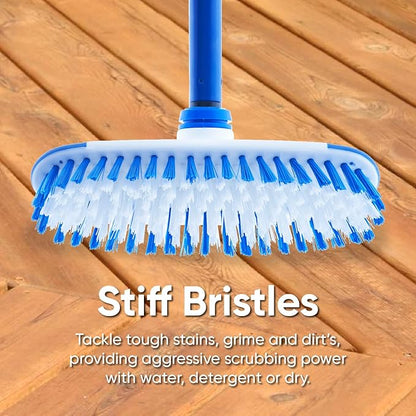 Superio Deck Scrub Brush Head Heavy Duty Stiff Bristles Replacement, Brush Refill with Scraper - Cleans Hot Tub, Swimming Pool, Granite Tiles, Bathroom, Patio, Kitchen, Wall, and Deck