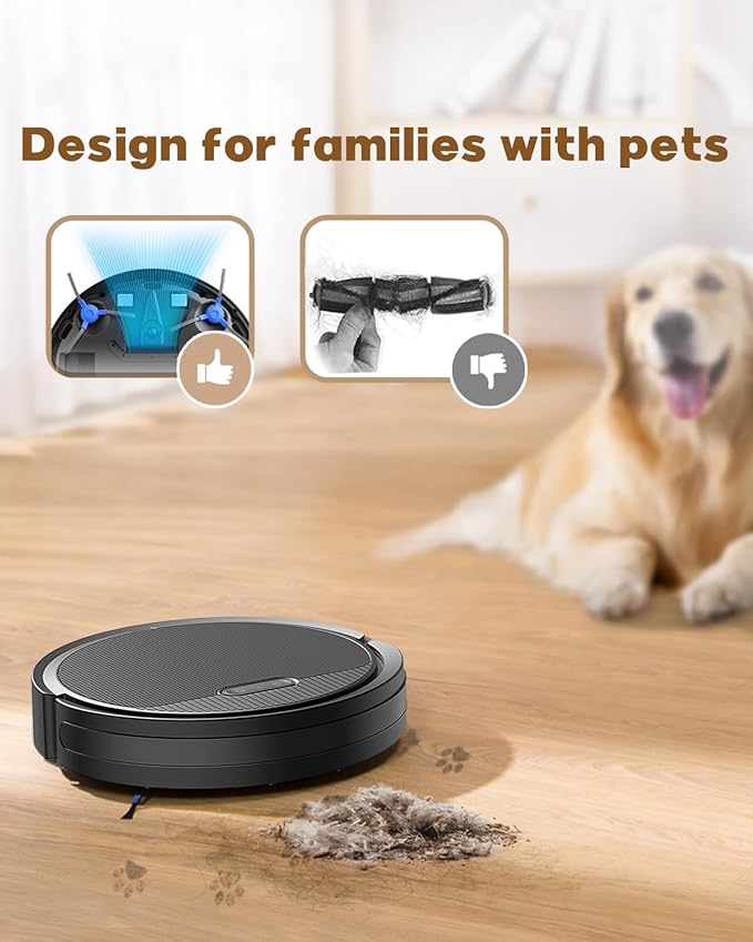 V3 3 in 1 Robot Vacuum and Mop with 5000Pa Suction Power, Works with 2.4GWifi/ Alexa/App/, Self-Charging Vacuum Cleaner, Tangle-Free, Ideal for Pet Hair,Carpet and Hard Floor
