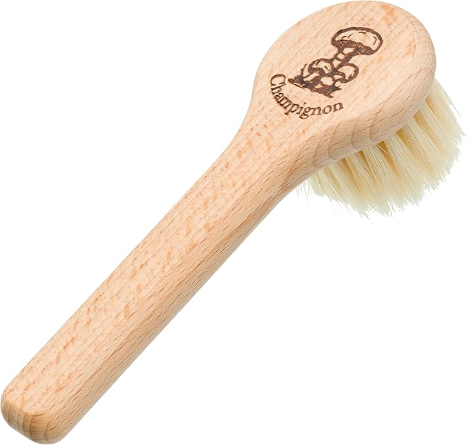 Redecker Mushroom Brush Set, Oiled Beechwood Handles, Natural Pig and Horsehair Bristles, Gently and Thoroughly Clean Mushrooms Without Water, Made in Germany