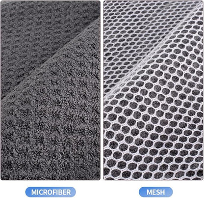 KinHwa Kitchen Washcloths for Dishes Absorbent Microfiber Dish Cloths Quick Dry Dish Rags with Poly Scour Scrub Side Ideal for Kitchen Cleaning and Housekeeping (Gray-B, 7inch X7inch)