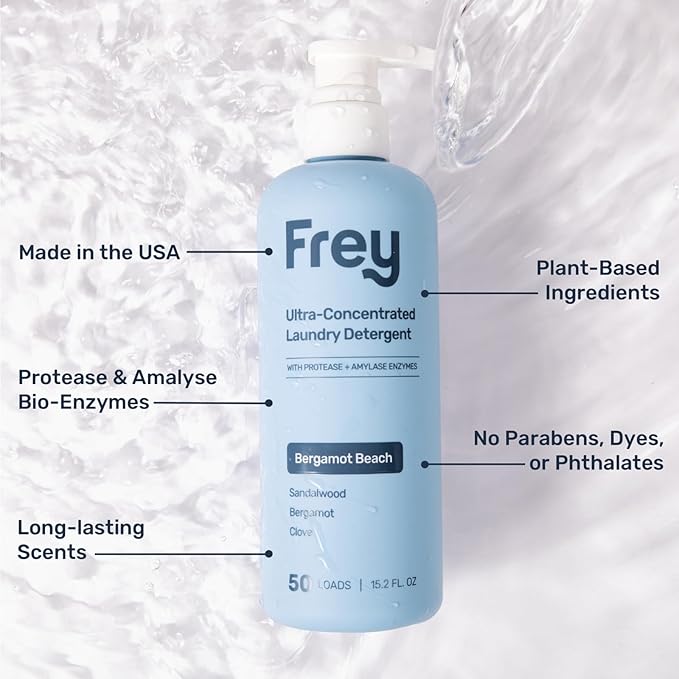FREY Liquid Laundry Detergent – 50 Loads | Ultra Concentrated, Natural, Eco-Friendly Formula | Scent: Cedar Grove (Cedarwood, Oakmoss & Amber) | Gentle on Clothes | Vegan & Cruelty-Free | 2-Pack