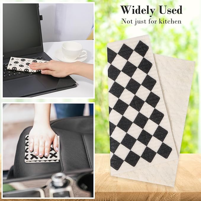 Lucomb 8 Pack Swedish Kitchen Dishcloths, Reusable Dish Cloth Paper Towels Washable Decorative Cleaning Cloths Sponge Wipes for Dish Washing, Super Absorbent & Quick Drying