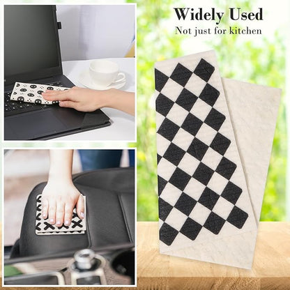 Lucomb 8 Pack Swedish Kitchen Dishcloths, Reusable Dish Cloth Paper Towels Washable Decorative Cleaning Cloths Sponge Wipes for Dish Washing, Super Absorbent & Quick Drying