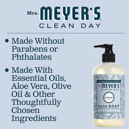 MRS. MEYER'S CLEAN DAY Variety, 1 Mrs. Meyer's Liquid Hand Soap, Snow Drop, 12.5 OZ, 1 Mrs. Meyer's Liquid Dish Soap, Snow Drop, 16 OZ, 1 CT