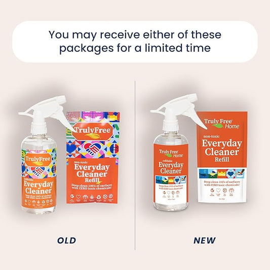 Everyday Cleaner - Multipurpose Cleaner Spray, Kitchen Counter Cleaner, Natural Cleaning Products, Multi-Surface Household Solution, 1 Empty Bottle Spray (16oz) & 2 Refills (3oz each)