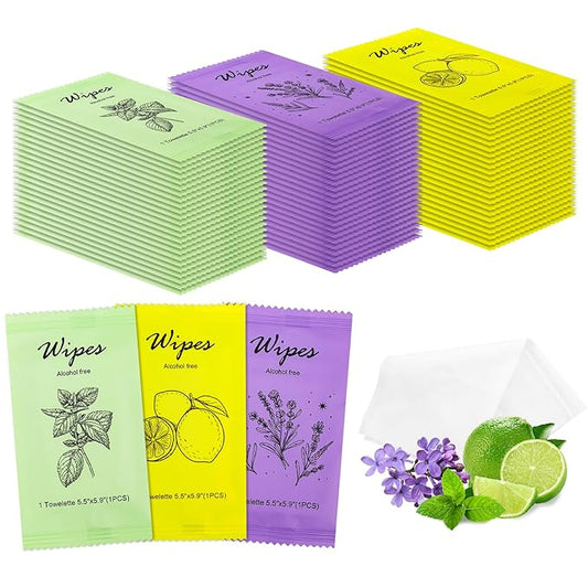Individual Hand Wipes Wet Wipes Travel Size,Wet Wipes Individually Wrapped Bulk Cleansing Travel Size Wipes for Wedding Travel Restaurant Barbecue150