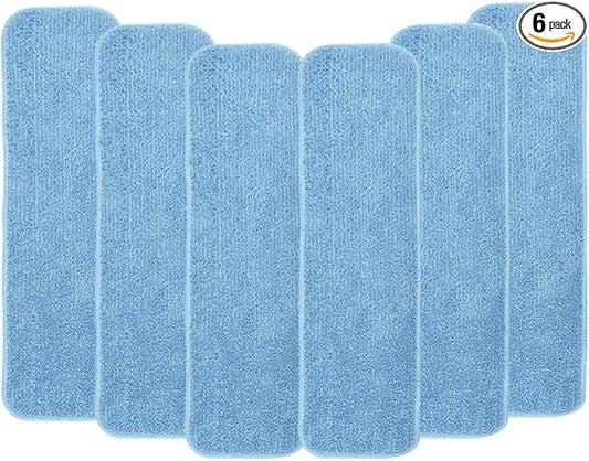 Layers 6 Pack 18inch Microfiber Replacement Mop Pads- Reusable Mop Refills fit for Most 16"-18" Spray Velcro Mop, Washable Mop Pads for Floor Cleaning