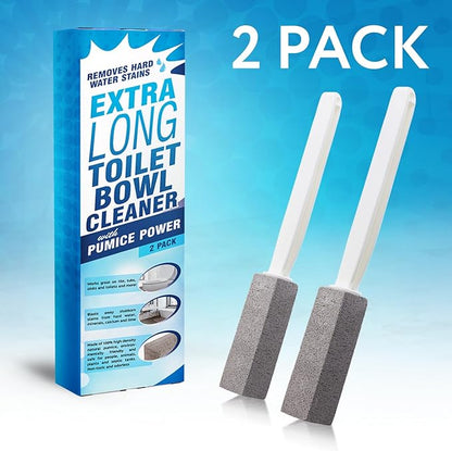 Impresa - 2 Pack Pumice Stone Toilet Bowl Cleaner with Extra Long Handle - Limescale Remover - Brush Wand for Bathroom - Also Cleans BBQ Grills, Tiles, Grout, and Swimming Pools
