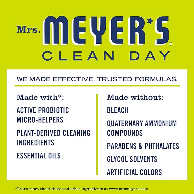 MRS. MEYER'S CLEAN DAY Probiotic Multi-Surface Spray, Made With Essential Oils And Other Thoughtfully Chosen Ingredients, Lemon Verbena, 16 fl oz