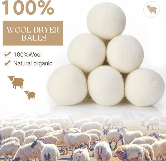 Preboun 12 Pcs Wool Dryer Balls Fabric Softener Dryer Balls Laundry Reusable Natural Wool Balls for Saving Drying Time Clothing Anti Winding, Anti Static