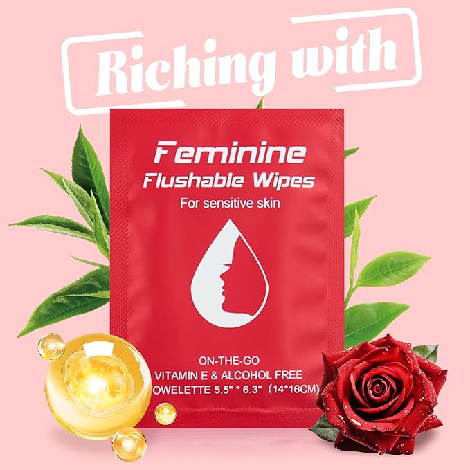 Feminine Wipes Individually Wrapped, Flushable Wipes Travel,Travel Wipes for Women,Feminine Care Wet Wipes Travel Size Vaginal Wipes for Adult, Girl and Homeless200