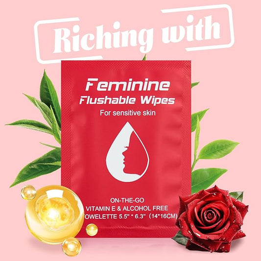 Feminine Wipes Individually Wrapped, Flushable Wipes Travel,Travel Wipes for Women,Feminine Care Wet Wipes Travel Size Vaginal Wipes for Adult, Girl and Homeless200