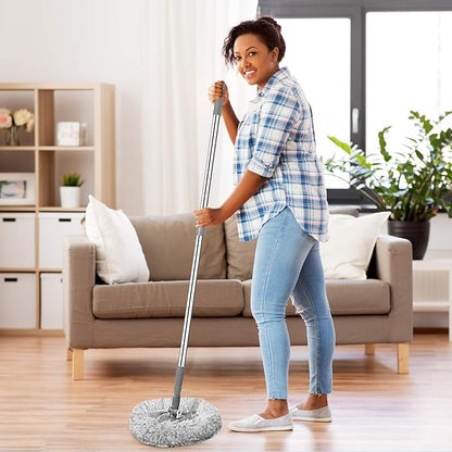 Dust Mop, Wall Cleaner Mop, with Hight Adjustable Handle and 1 Washable Mops Pad, Wet & Dry Floor Cleaning Mop for Hardwood, Tiles, Laminate, Vinyl (Grey mop with 3 pads)