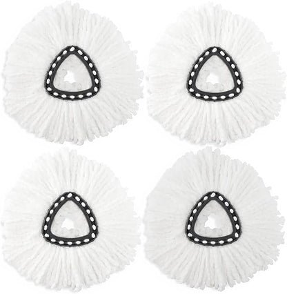 Turbo Mops Mop Refills - Pack of 4 Compatible with Ocedar Mop Refill Heads for Easy Wring Tank - Polyester Spin Mop Heads for Cleaning, White﻿﻿﻿﻿