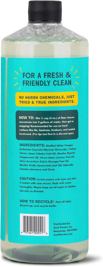 Aunt Fannie's Ultra Concentrated Floor Cleaner Vinegar Wash, Multi-Surface Solution For Mopping, Makes 16 Gallons, Bright Lemon Scent, 32 oz. (Pack of 6)