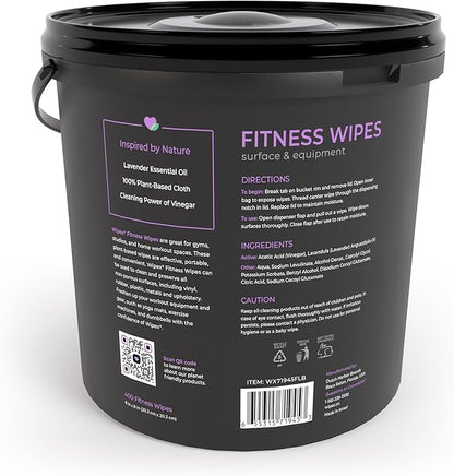 Wipex Gym Wipes for Equipment Bundle - Get 2 Buckets (1) Lemongrass & (1) Lavender Plant-Based Fitness Equipment Wipes, Clean Surfaces & Mats, Safe Gym Cleaner & Peloton Bike, 400 Count (Pack of 2)