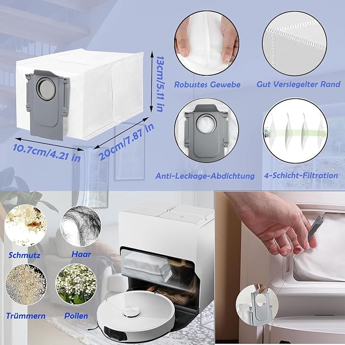 20Pcs Accessories Replacement Parts for Q Revo S, Qevo Pro, Qrevo MaxV [Not for Q Revo] Robot Vacuum, 2 Main Brush, 4 Mop Pads, 6 Dust Bag, 2 HEPA Filter, 4 Side Brushes, 1 Cleaning Tool