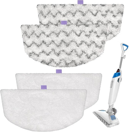 Steam Mop Replacement Pads Compatible with Bissell Powerfresh Mop Pads for Bissell 1940 1806 1544 1440 2075 2685 2814 Series Mops Resuable Floor Steamer Mop Pad Refills for Dry & Wet Cleaning, 4 Pack