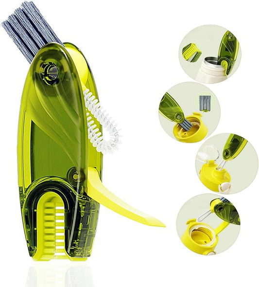 4 in 1 Cup Lid Cleaning Brush Set Multifunctional Bottle Brush Cleaner Tiny Bottle Cup Lid Brush Straw Cleaner Tools Mini Silicone Bottle Cup-Holder Cleaner with Hook Remover 1pc Blue