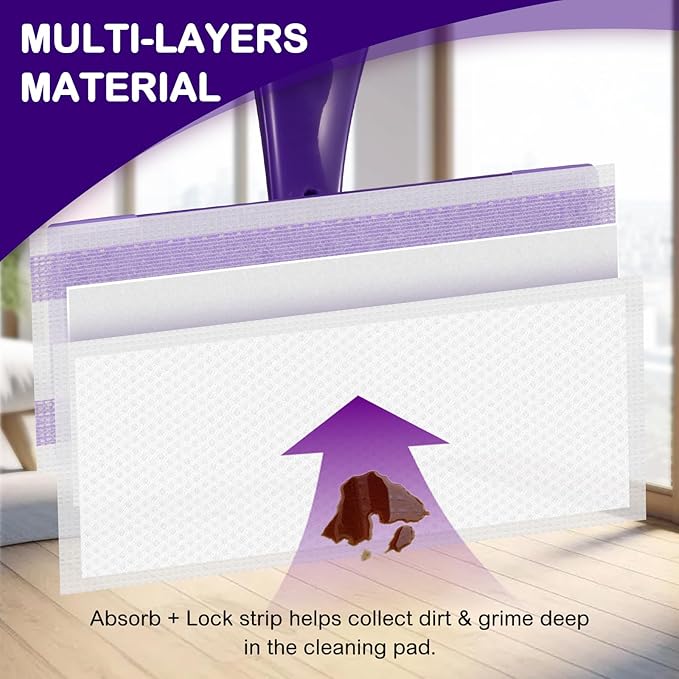 30 Count Spray Mop Pad Refill for Swiffer WetJet Hardwood and Floor Spray Mop, Disposable All Purpose Multi Surface for Floor Cleaning, Thickness Microfiber Clean Pads Replacement