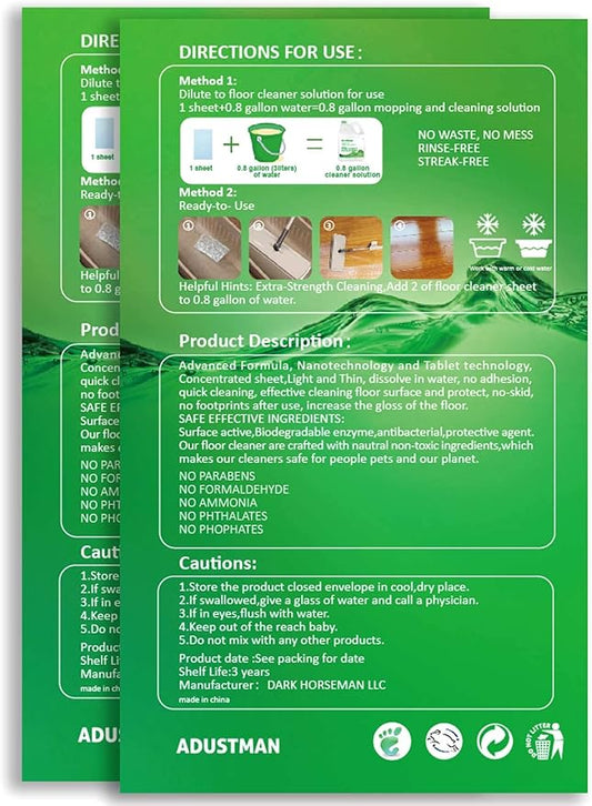 Hardwood Floor Cleaner Refill Fresh 96 Gallons,Eco Friendly Cruelty-Free Liquidless Plastic Free Ultral light Easy to Use No Leak (120 count pack of 2)