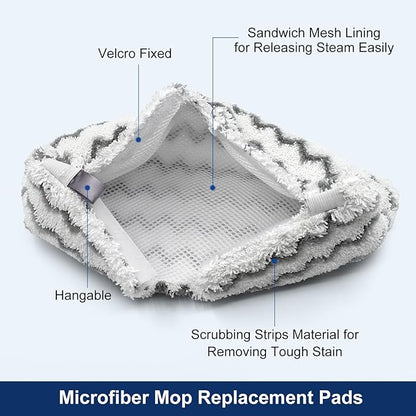 6 Pack Steam Mop Replacement Pads for Shark S3500 Series Steam Mop S3501 S3601 S3550 S3901 SE450 S3801CO S3601D S2901 S2902 Steam Pocket Mop Floor Clean, Microfiber Reusable Steam Scrub Pads for Shark