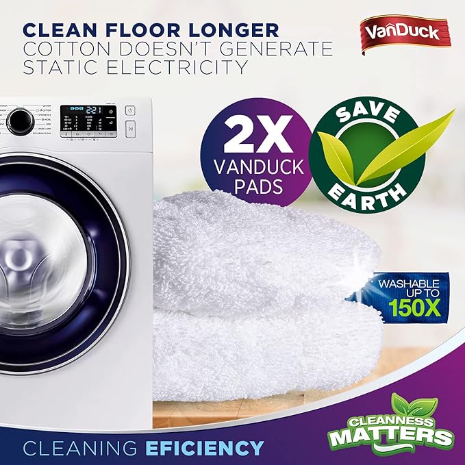100% Cotton Pad Terry Cloth Mop Refills 15x8 inches, 2 Pack (Mop is Not Included)