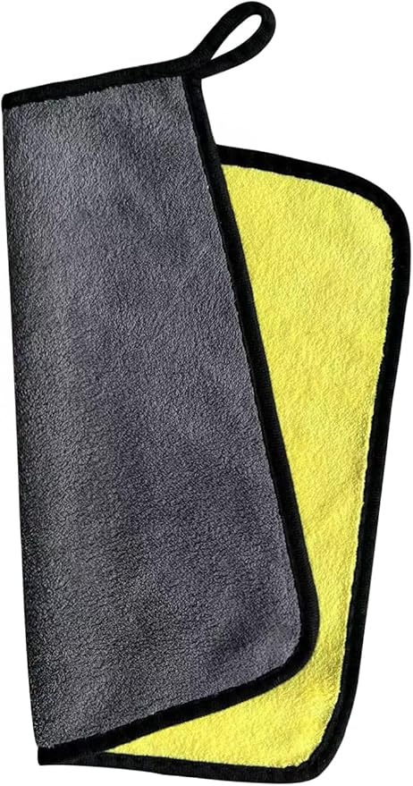 Microfiber cleaning cloth, Reusable and Lint-Free Cleaning Cloths for Car Wash, Detailing, Pet Drying, and Home Cleaning Supplies, Pack of 10 (10-Pack 11.8"" x 11.8""), Grey-yellow