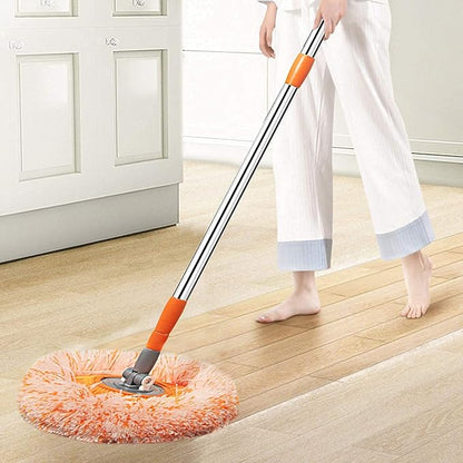 Dust Mop, Wall Cleaner Mop, with Height Adjustable Handle and 1 Washable Mops Pad, Wet & Dry Floor Cleaning Mop for Hardwood, Tiles, Laminate - Dust Broom (Orange)