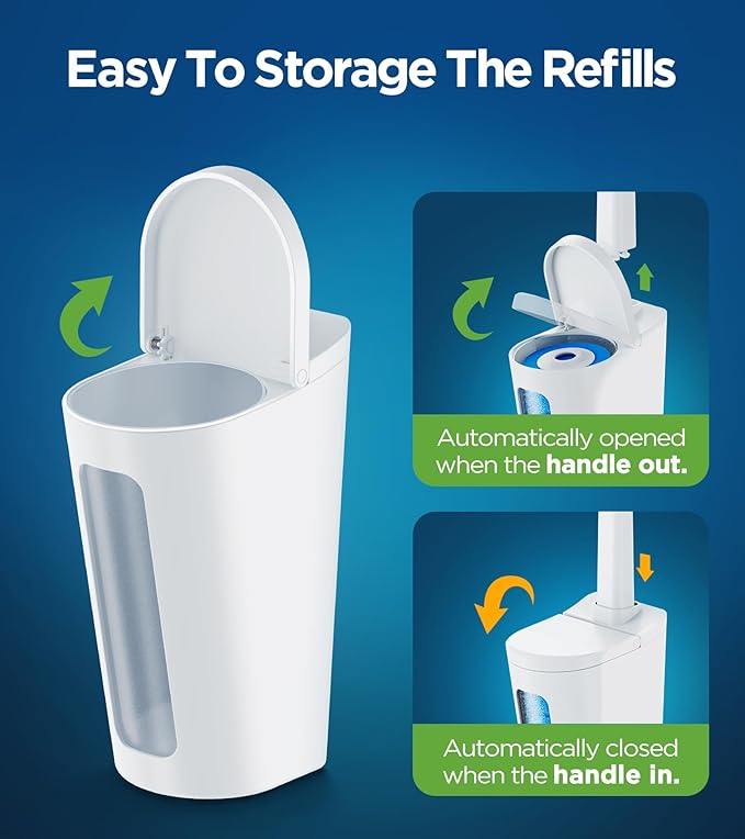 Disposable Toilet Brush Wand Refills, 40Pcs Toilet Brush Head Refills with Toilet Bowl Cleaner