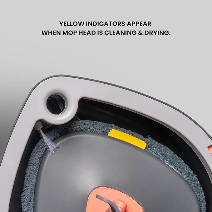 Dual Chamber Spin Mop and Bucket System, Mop Bucket Separate Dirty Water, Mop and Bucket Set with Self-Wringing 360° Rotating Mop Head, Includes 4 Washable Microfiber Mop Pads. (Grey)