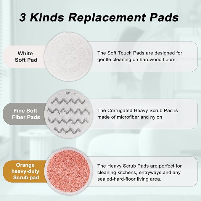 3897A Steam Mop Pads for Bissell SpinWave SmartSteam Scrubbing Steam Mop - Replacement Rotating Mop Head Fit 3897A 3712 3712W, Model No 1641112 (2+2+2