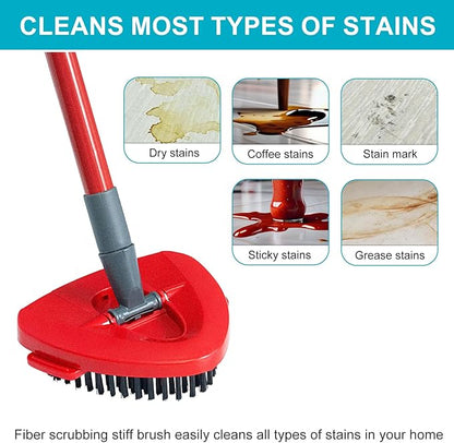 Spin Mop Replace Head, Base, Mop Handle Replacement for OCedar EasyWring 1 Tank System - Include 2 Microfiber Refills, 4-Section Sturdy Iron 30-58in Handle, Head Cover and Scrubber