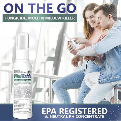 Vital Oxide Disinfectant, Deodorizer, Cleaner, Food-Contact Sanitizer, Virucide – (EPA registration #82972-1) – Kills Mold & Mildew, Eliminates Odors – 1 Gallon, 32 oz, & 3 oz