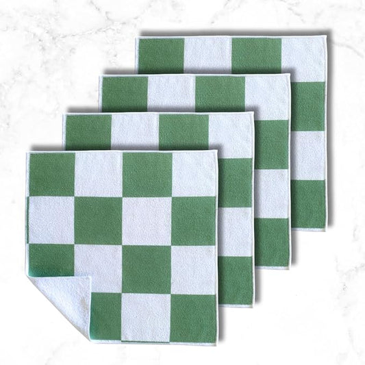 Cloak & SAGE 13" x 13" Luxury Microfiber Cleaning Cloths | Sage – 4 Pack | Premium Checkered All-Purpose Microfiber Towels for Cleaning Glass, Kitchens, Bathrooms, Automotive, & Supplies (4, Sage)