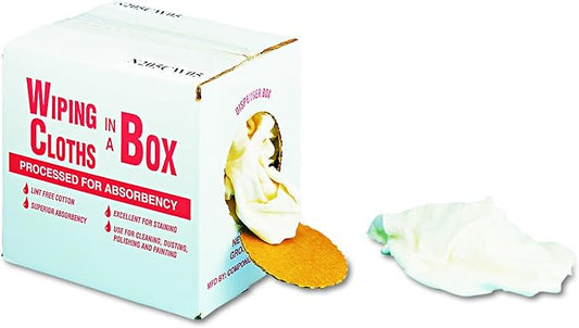 General Supply N205CW05 Multipurpose Reusable Wiping Cloths, Cotton, White, 5lb Box