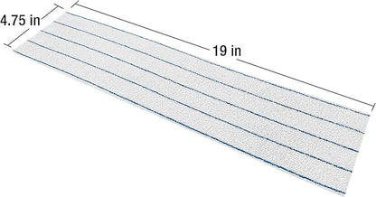 Disposable Microfiber Mop Pads in Easy Grab Dispenser Box, White with Blue Stripe, Non-Scratch, Streak-Free Cleaning for Hardwood, Vinyl, Marble, Ceramic Floors, Fits 18-Inch Mop Plates,