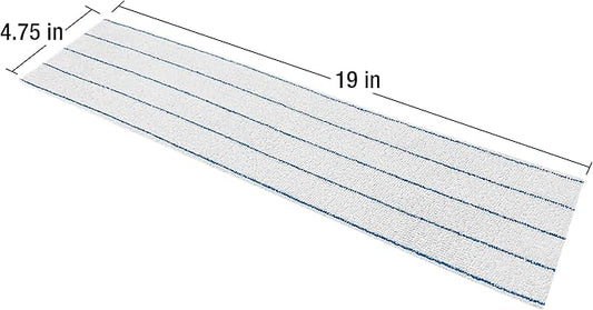 Disposable Microfiber Mop Pads in Easy Grab Dispenser Box, White with Blue Stripe, Non-Scratch, Streak-Free Cleaning for Hardwood, Vinyl, Marble, Ceramic Floors, Fits 18-Inch Mop Plates,