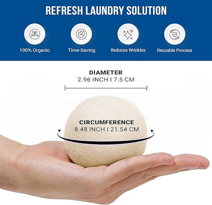 Quality Wool Dryer Balls - 4 XL Pack - 1000+ Loads - Pure Organic Wool - Reusable Natural Fabric Softener Perfect with Essential Oils, Reduce Clothing Static and Wrinkles