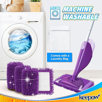 KEEPOW Wet Jet Refill for Swiffer WetJet Mop - Reusable Pads for Swiffer Wet Jet Wood Floor Cleaning, Microfiber Washable Wetjet Mopping Pads (8 Pack)