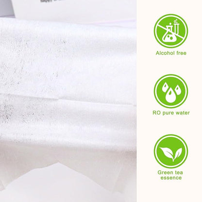 Individual Hand Wipes, 100 PCS Wet Wipes Individually Wrapped, Wet Napkins Travel Size for Wedding, Barbecue, Restaurant, Green Tea Scent