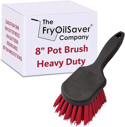 8" Pot & Dish Cleaning Brush, Dish Scrubber with Stiff Bristle Brush for Kitchen Cleaning Tough Stain, Dishes, Pots, Pan, Sink, Stove, Grill Scrubber for Home, Busy Restaurant by FryOilSaver Co. 90048