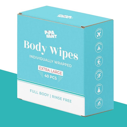 Wet Wipes Enhanced with Vitamin E and Aloe Vera | Makeup Remover Wipes, Face Wipes, Body Wipes for Adults Fragrance Free, Shower Wipes for Women & Men, Mini Travel Essentials (40 Individually Wrapped)
