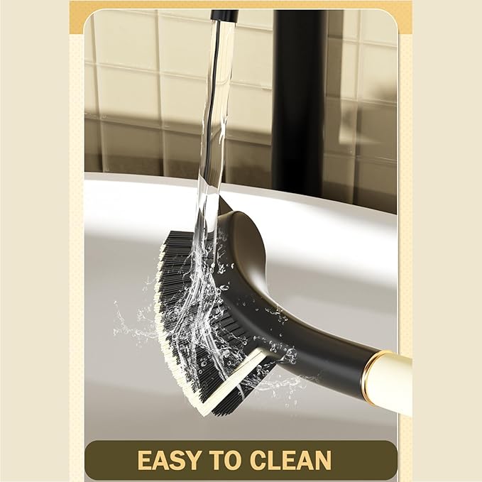 2Pcs Cleaning Brush Hard Bristle Crevice Hair Brush Cleaner Tool with Handle Grout Cleaner Brush Corner Cleaning Brush Grout Scrub Brush for Bathroon Kitchen Window Track Toilet
