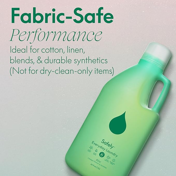 Safely Everyday Laundry Detergent Liquid Soap,Rise 1 Pack–Plant Powered,Natural & Highly Concentrated-Fight Stains & Wash Away Dirt, Impurities While Preserving Colors, Gentle On Skin, 64 fl oz