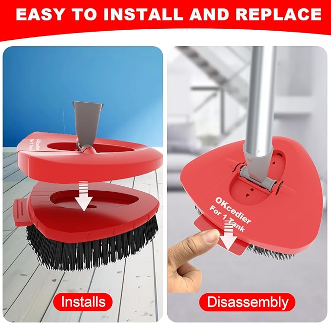 2 Pack Upgrade Scrub Brush Replace Heads Compatible with O Cedar EasyWring 1 Tank Spin Mop,Mop Replacement Scrubber Head Brush,Floor Cleaning Brush,More Layers of Bristles for Bathroom, Deck, Kitchen